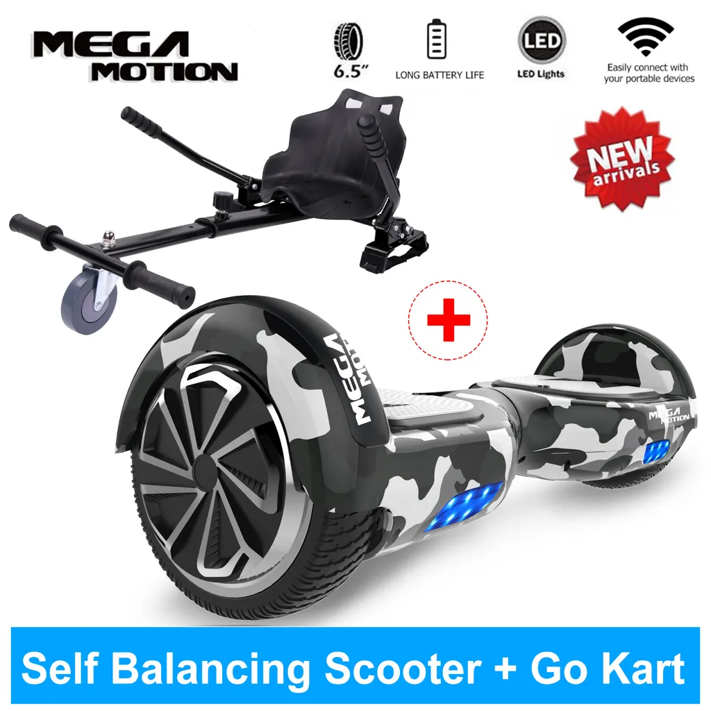 Elektro Scooter Selbstausgleichender Elektroroller 6.5” Segway Geschenk für Kinder und Erwachsene - Bluetooth-Lautsprecher LED-Leuchten 700W+hoverkart